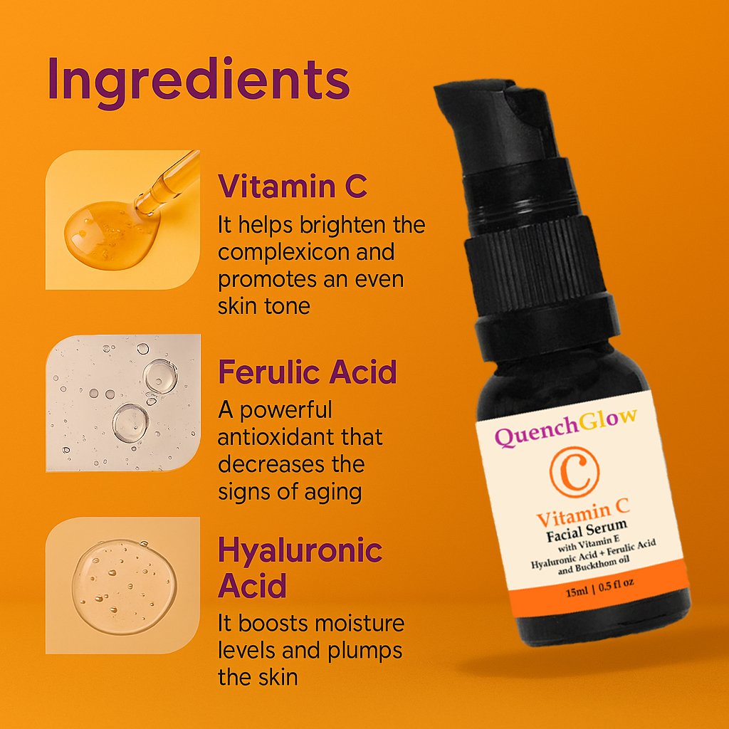 QuenchGlow Vitamin C Facial Serum 15ml - Image 3