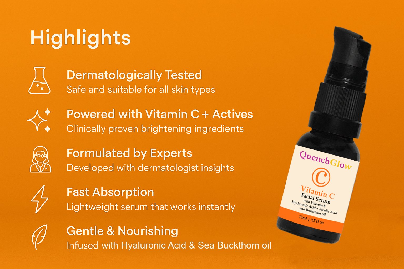 QuenchGlow Vitamin C Facial Serum 15ml - Image 4